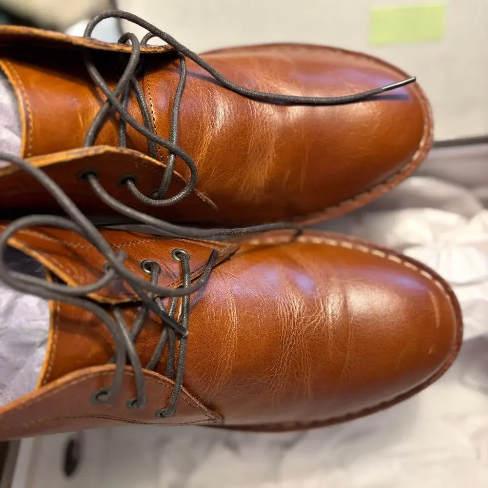 Crown Vintage Men Casper Chukka Boots 9.5 Cognac Tan NWT Lace Up Oxford Leather